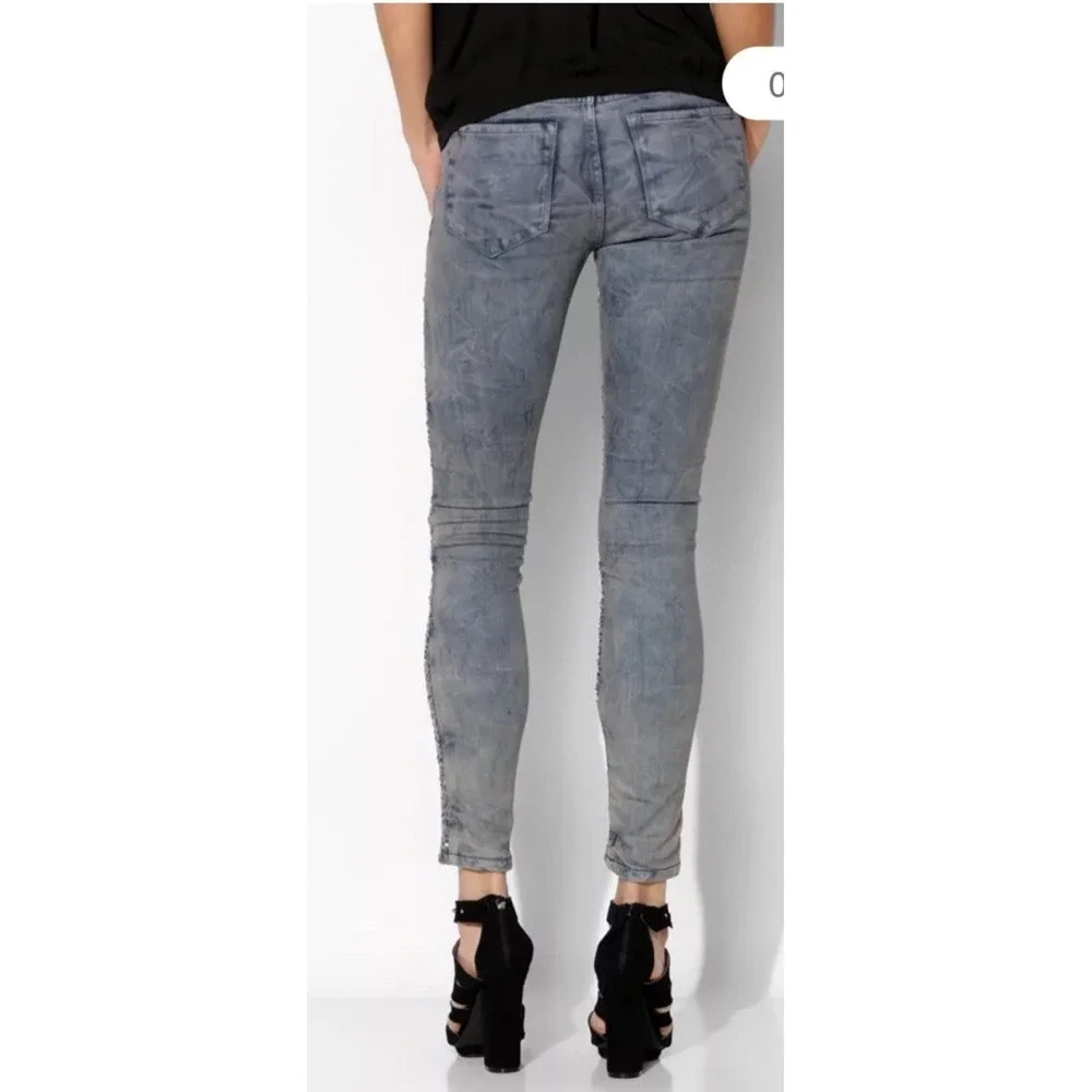 BDG Mid Rise Twig Ankle Jeans Silver Sequin Acid Wash Skinny Denim 26W 29L